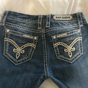 Rock Revival Women's Blue Boot Cut Jeans with Embellished Pockets